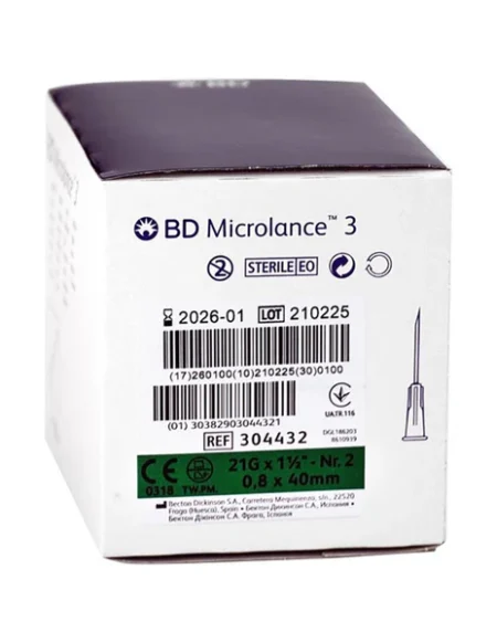 BD Microlance 3 (Green) 21G x 1.5" (Box of 100)
