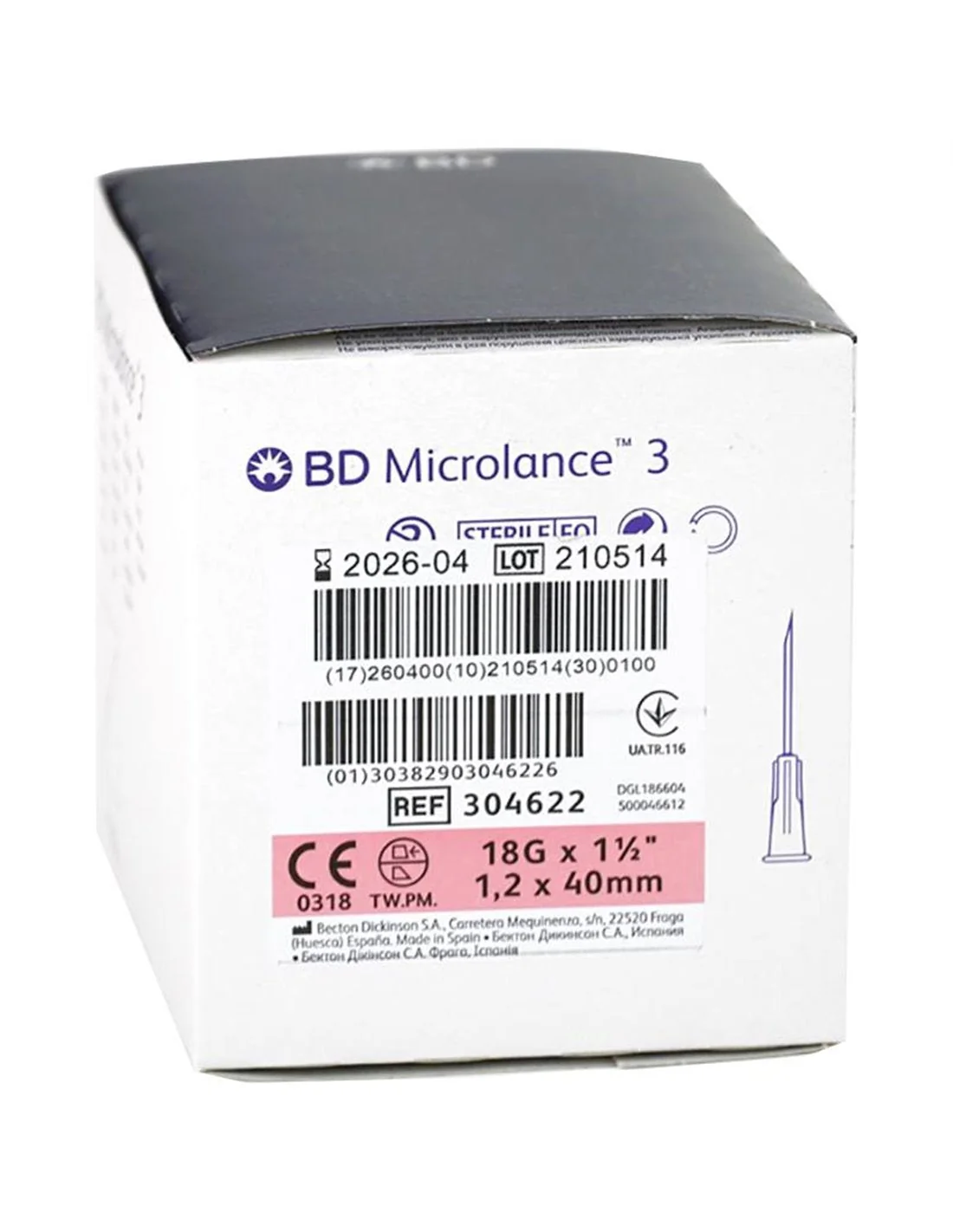 BD Microlance 3 (Pink) 18G x 1.5" (Box of 100)