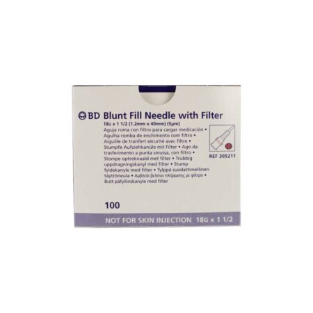 BD Blunt Filter Needle with Filter (Red) 18G x 1.5" (Box of 100)